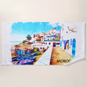 Serviette De Plage Coloré Maroc Voyage Aquarelle