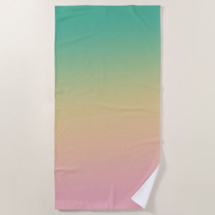 Serviette De Plage Coloré Ombre Gradient Turquoise Peach rose