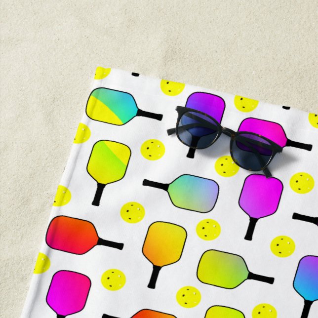 Serviette De Plage Coloré, Pickleball Paddles, Pickleball Jaune (En situation)