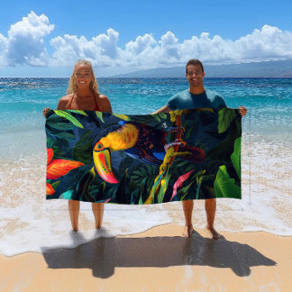 Serviette de plage colorée Tropical Toucan