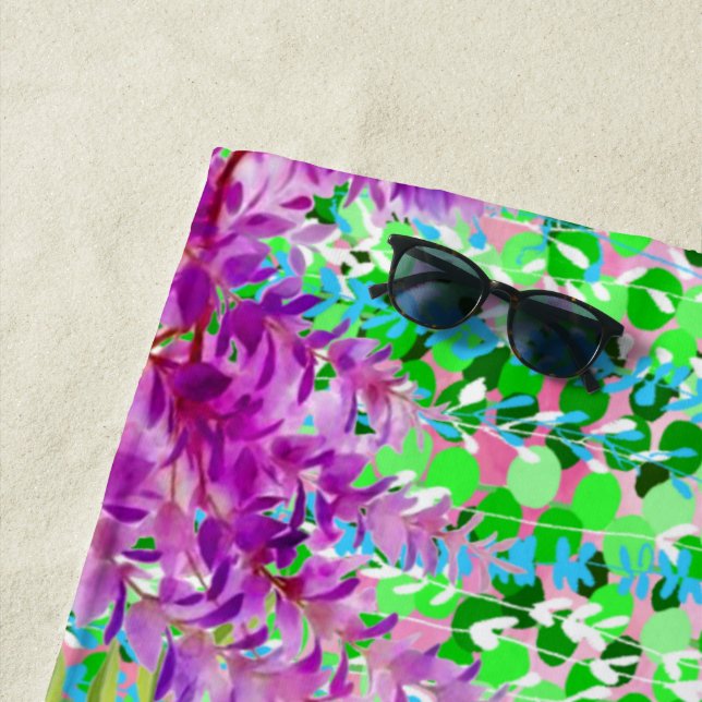 Serviette De Plage Colorful Flowers (En situation)