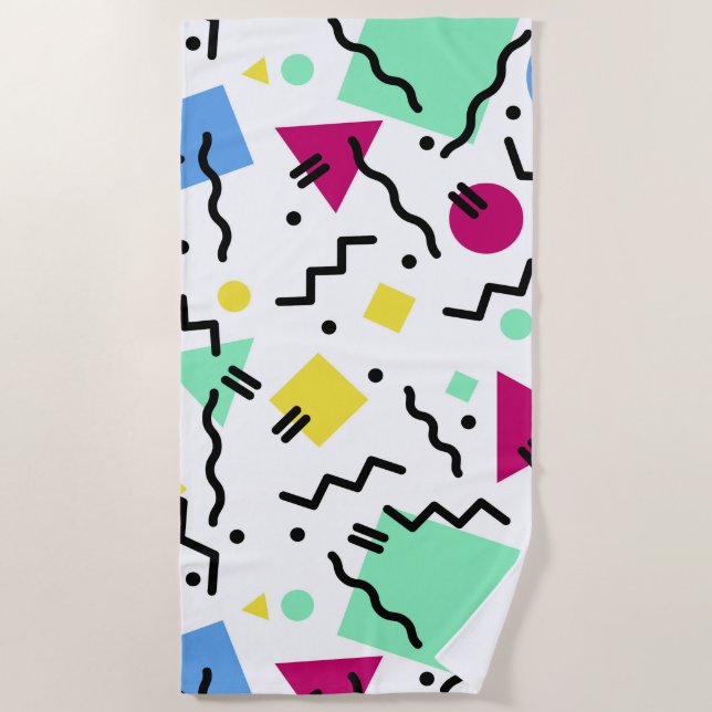 Serviette De Plage Colorful Shapes Abstract Art Pattern (Devant)