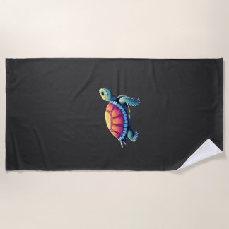 Serviette De Plage Colorful Splash Eastern Box Turtle (1)