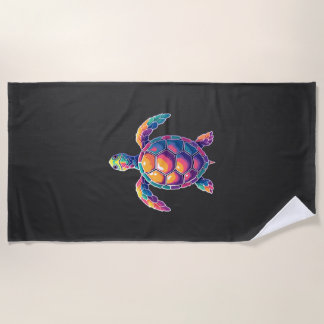 Serviette De Plage Colorful Splash Eastern Box Turtle (2)