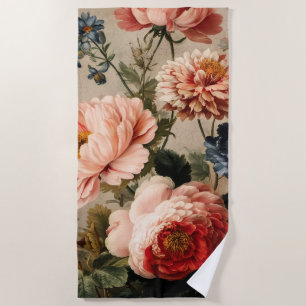Serviette De Plage Composition florale vintage vibrante