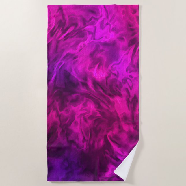Serviette De Plage Conception Abstraite rose et violette (Devant)