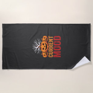 Serviette De Plage Conception d'arbre de citrouille d'humeur actuelle