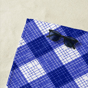 Serviette De Plage Conception de carreaux à carreaux audacieux bleus 