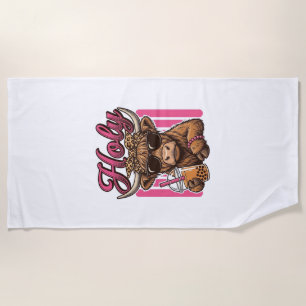 Serviette De Plage Conception de chemise de thé Boba vintage Holy Hig