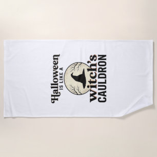 Serviette De Plage Conception de chemise de ville d'Halloween de chât