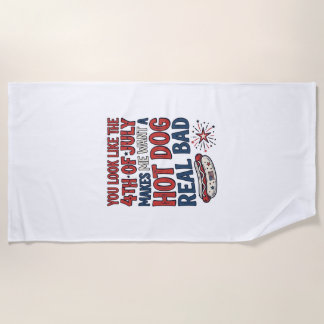 Serviette De Plage Conception de chemise patriotique de hot-dog drôle