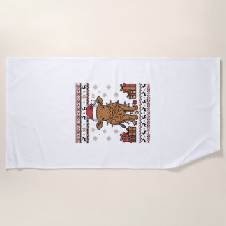 Serviette De Plage Conception de chemise vectorielle de vache de Noël
