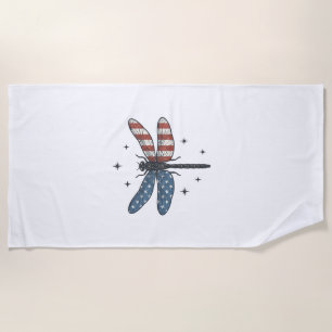 Serviette De Plage Conception de chemise vectorielle libellule patrio