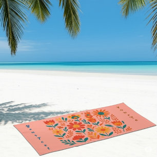 Serviette De Plage Conception de fleurs personnalisée Boho florale 