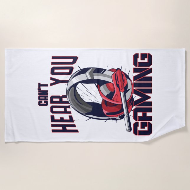 Serviette De Plage Conception de jeux avec casque (Devant)