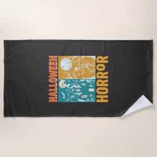 Serviette De Plage Conception de maison hantée Halloween Moon Skeleto