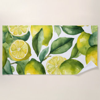 Serviette De Plage Conception de motif aquarelle citrons