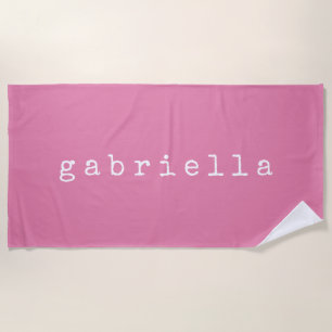 Serviette De Plage Conception de nom minimaliste simple en rose perso