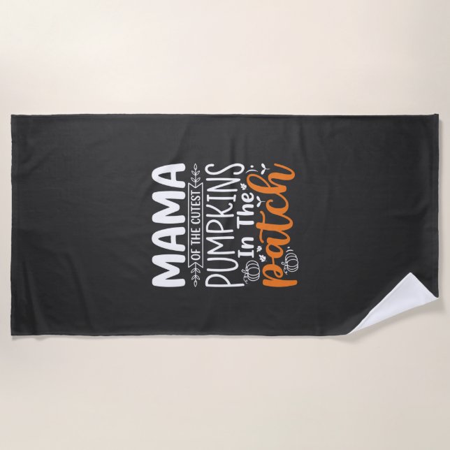 Serviette De Plage Conception de patch de citrouilles maman Halloween (Devant)