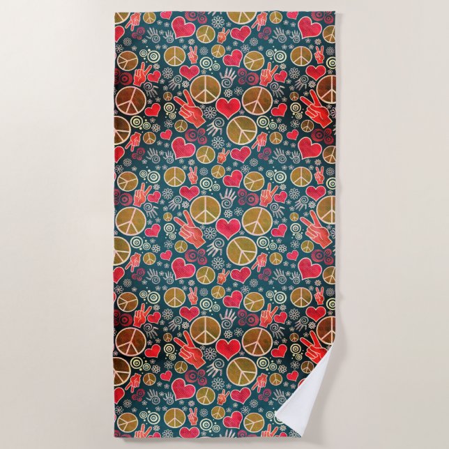 Serviette De Plage Conception de signe de pacifisme de hippie de (Devant)