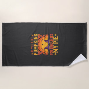 Serviette De Plage Conception de sorcière de tarte à la citrouille dr