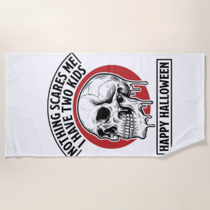 Serviette De Plage Conception de t-shirt de crâne de deux enfants drô