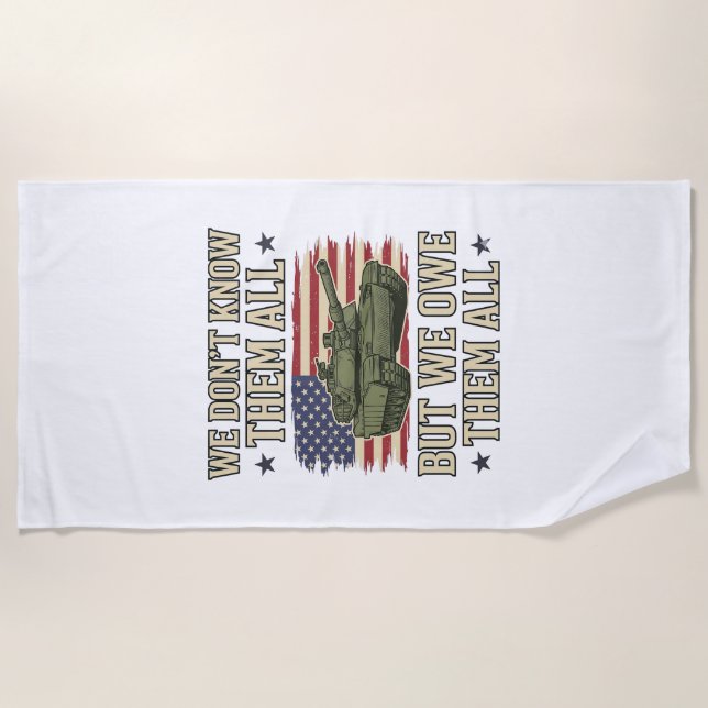 Serviette De Plage Conception de T-shirt patriotique de char de souve (Devant)