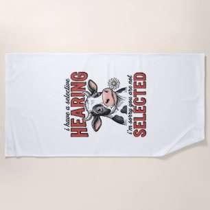 Serviette De Plage Conception de t-shirt vintage de vache à l'ouïe sé