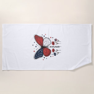 Serviette De Plage Conception de T-shirt vintage papillon patriotique