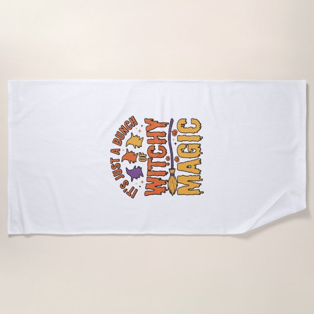 Serviette De Plage Conception de typographie Halloween magique ensorc (Devant)
