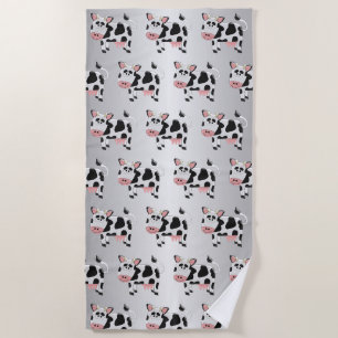 Serviette De Plage Conception de vache de couleur grise