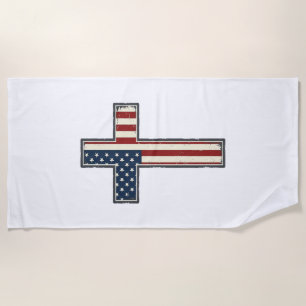 Serviette De Plage Conception de vecteur de croix patriotique en détr