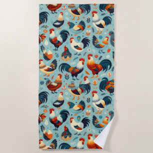 Serviette De Plage Conception du poulet et du coq