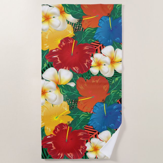 Serviette De Plage Conception florale tropicale exotique 🏝 (Devant)