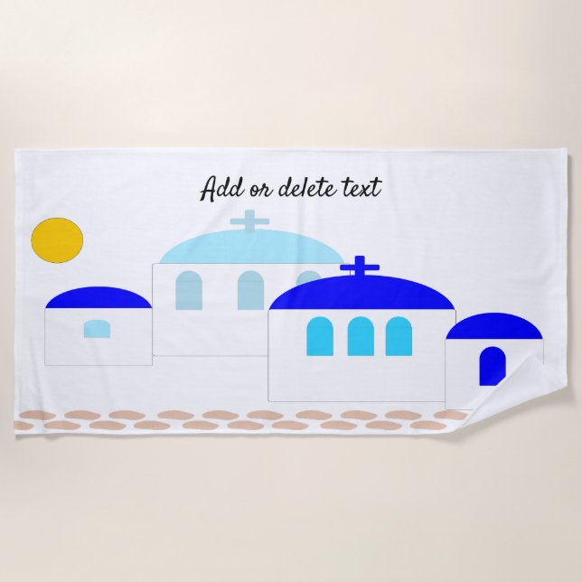 Serviette De Plage Conception Grecque Ajouter du Texte (Devant)