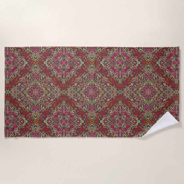 Serviette De Plage Conception Motif De Tapis Oriental, Traditionnelle (Devant)