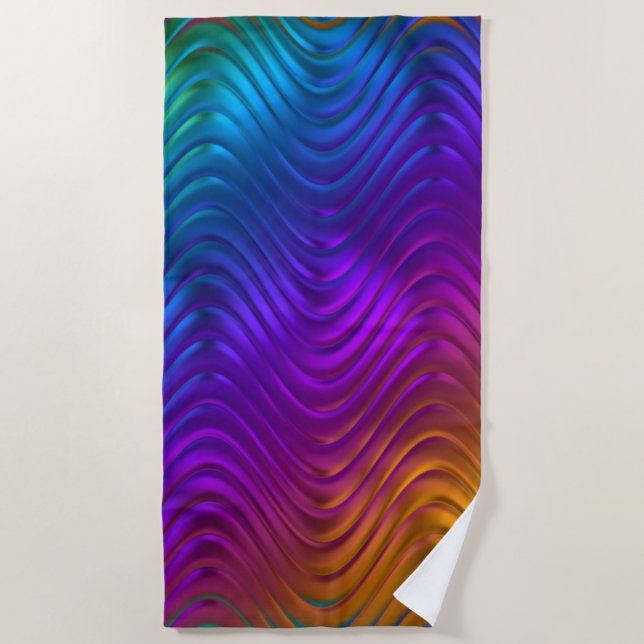 Serviette De Plage Conception psychédélique acide de vagues numérique (Devant)