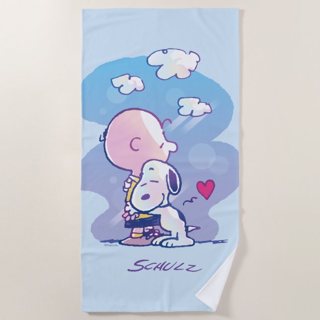 Serviette De Plage Confort et sécurité | Charlie & Snoopy Hug (Devant)