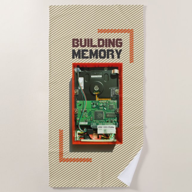 Serviette De Plage Construction du disque dur du geek mémoire avec te (Devant)
