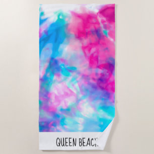Serviette De Plage Cool Artsy Girly Purple Rose Blue Tie Dye Motif