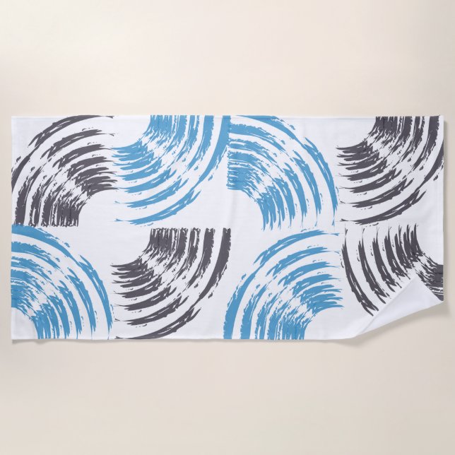 Serviette De Plage Cool, moderne, bleu abstrait tendance (Devant)