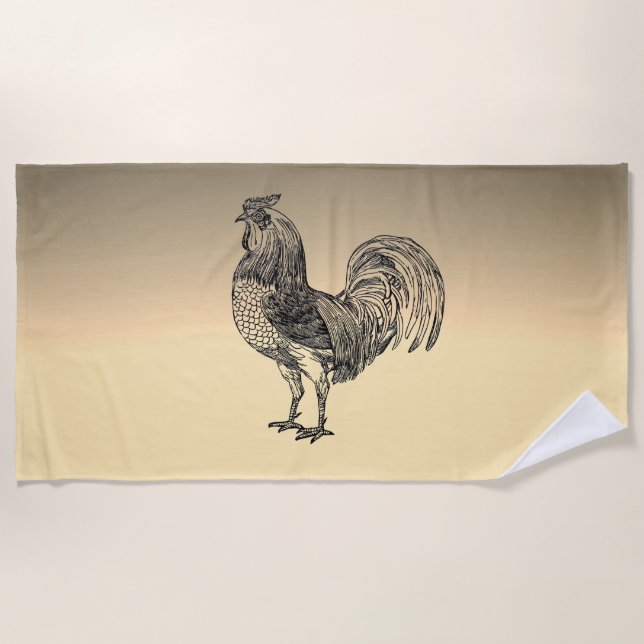 Serviette De Plage Coq rustique  (Devant)
