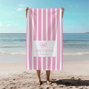 Serviette De Plage Coquette Bow Rose Cute Preppy Maridal Party