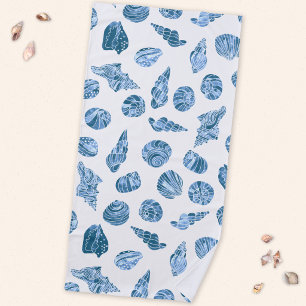 Serviette De Plage Coquillage Aquarelle Naissance Côtière Bleue