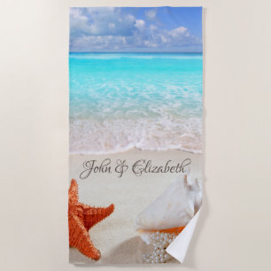 Serviette De Plage Coquillages de plage tropicaux
