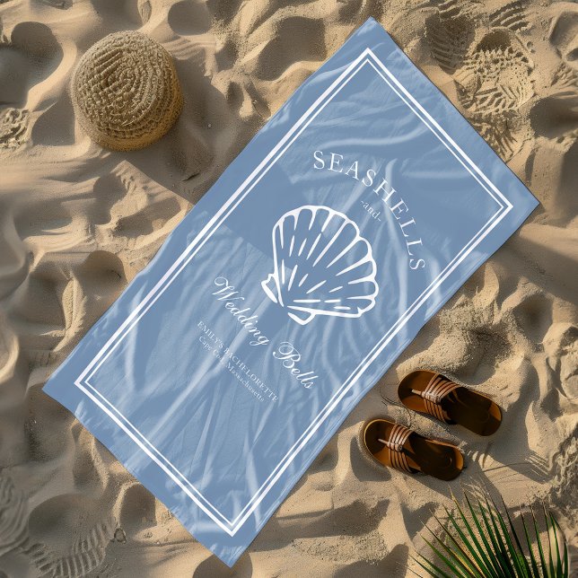 Serviette De Plage Coquillages et Cloches de Mariage Week-end d'Enter (Créateur téléchargé)