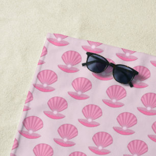 Serviette De Plage Coquille d'huître rose pour bébé et modèle de perl