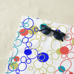 Serviette De Plage Corail bleu Aqua Lime Cercles verts Points