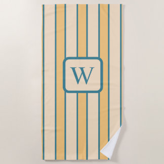 Serviette De Plage Corail et rayure verte Rétro Moderne