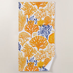 Serviette De Plage Corail tropical motif doré